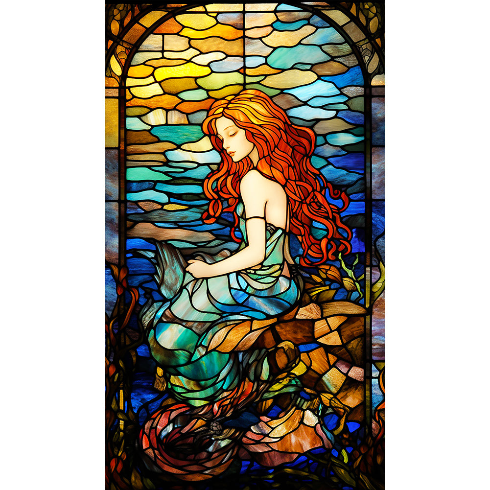 Mermaid Glass Painting - Full Round Drill Diamond Painting 40*70CM