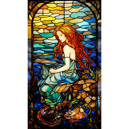 Mermaid Glass Painting - Full Round Drill Diamond Painting 40*70CM