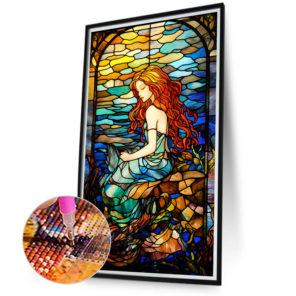 Mermaid Glass Painting - Full Round Drill Diamond Painting 40*70CM