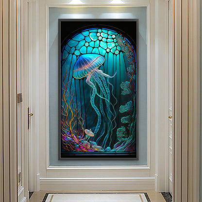 Jellyfish Glass Painting - Full Round Drill Diamond Painting 40*70CM