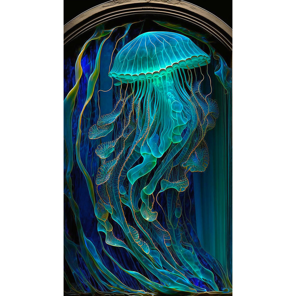 Jellyfish Glass Painting - Full Round Drill Diamond Painting 40*70CM