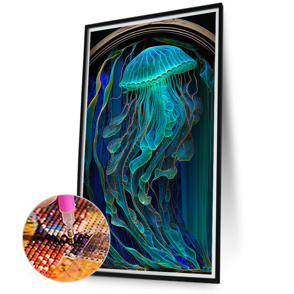 Jellyfish Glass Painting - Full Round Drill Diamond Painting 40*70CM