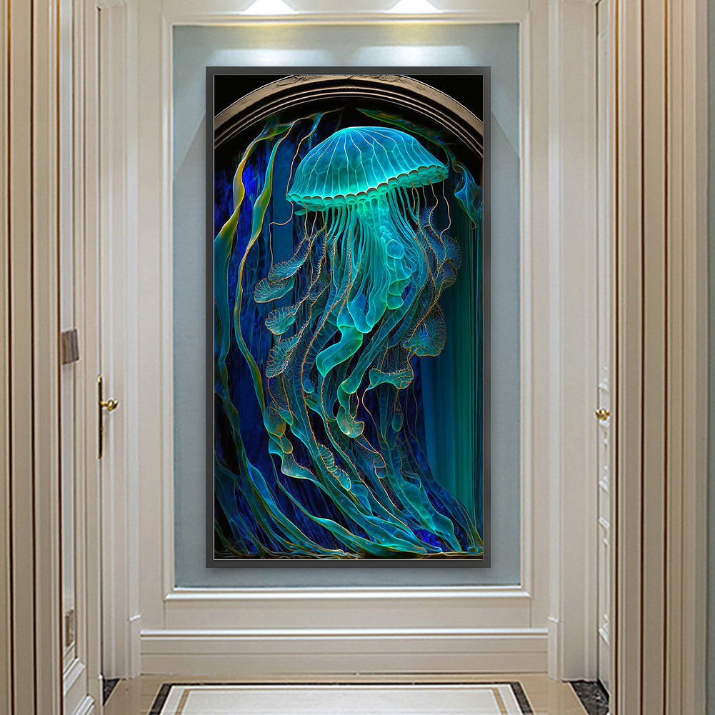 Jellyfish Glass Painting - Full Round Drill Diamond Painting 40*70CM