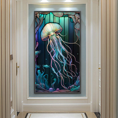 Jellyfish Glass Painting - Full Round Drill Diamond Painting 40*70CM