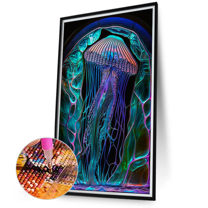 Jellyfish Glass Painting - Full Round Drill Diamond Painting 40*70CM