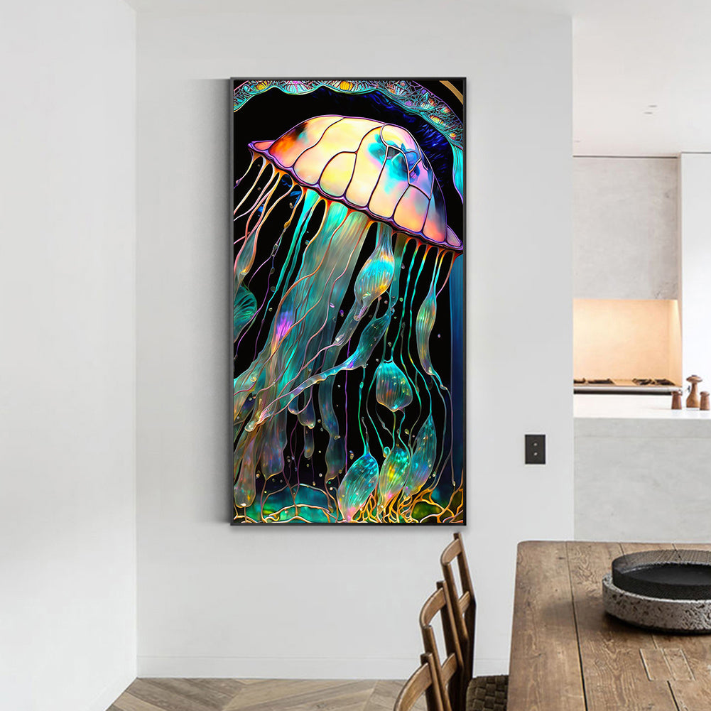 Jellyfish Glass Painting - Full Round Drill Diamond Painting 40*70CM