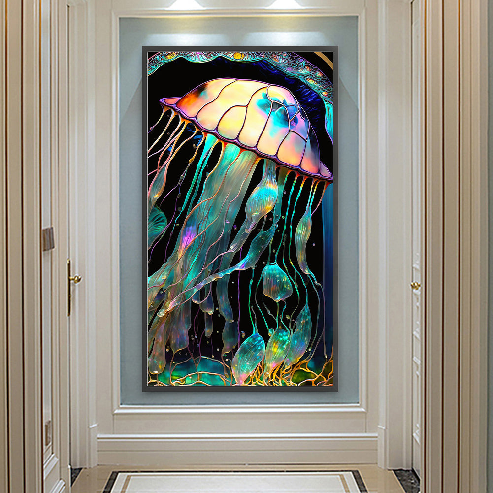 Jellyfish Glass Painting - Full Round Drill Diamond Painting 40*70CM