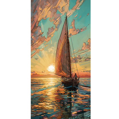 Sailboat - Full Round Drill Diamond Painting 40*80CM