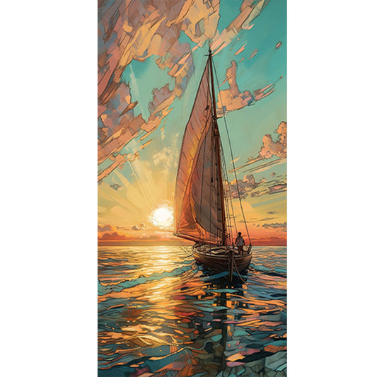 Sailboat - Full Round Drill Diamond Painting 40*80CM