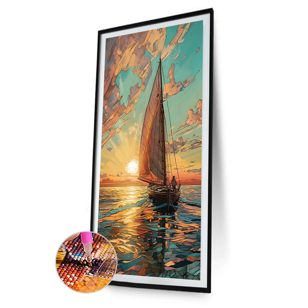 Sailboat - Full Round Drill Diamond Painting 40*80CM