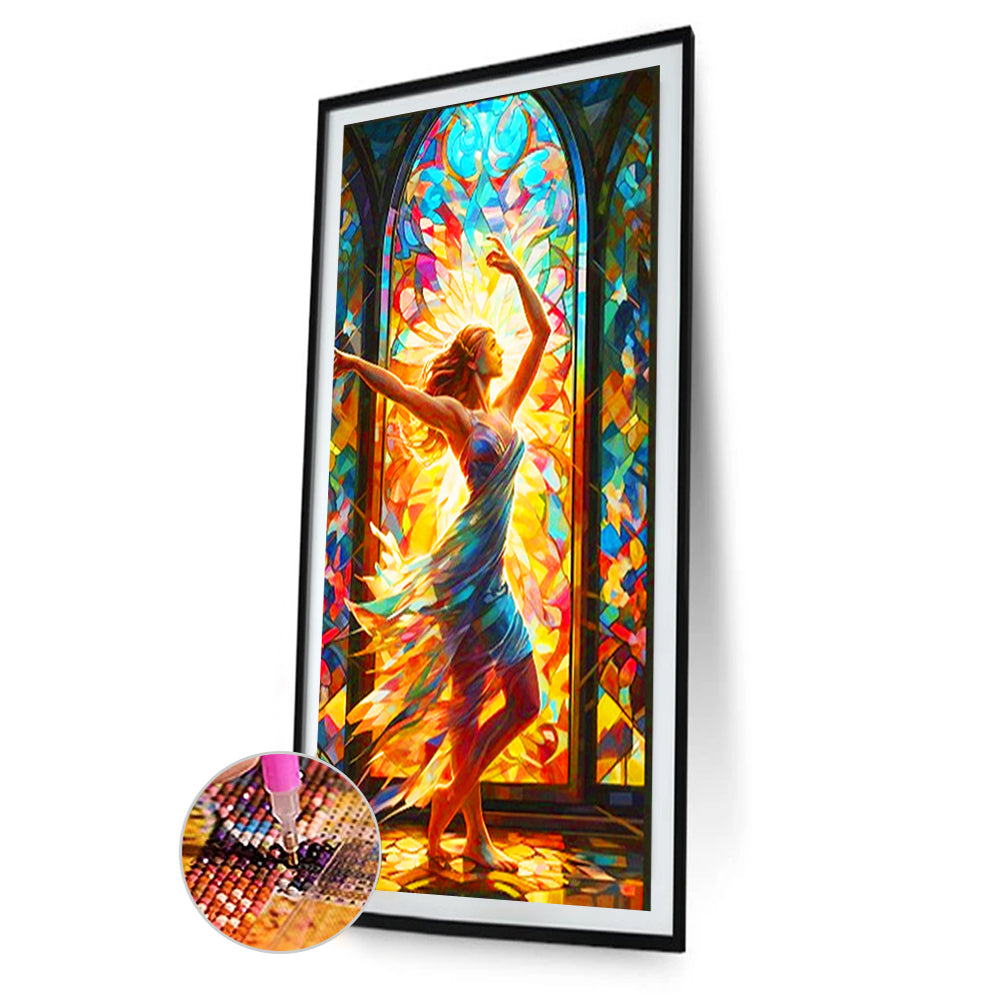 Glass Painting Dancing Girl¡¤Yuedong - Full Round Drill Diamond Painting 40*80CM