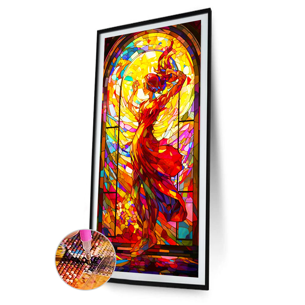 Glass Painting Dancing Girl Dance - Full Round Drill Diamond Painting 40*80CM