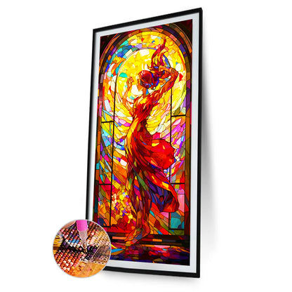 Glass Painting Dancing Girl Dance - Full Round Drill Diamond Painting 40*80CM