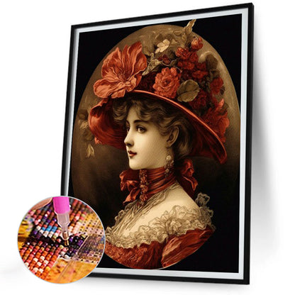 Oil Painting Girl - Full Round Drill Diamond Painting 30*40CM