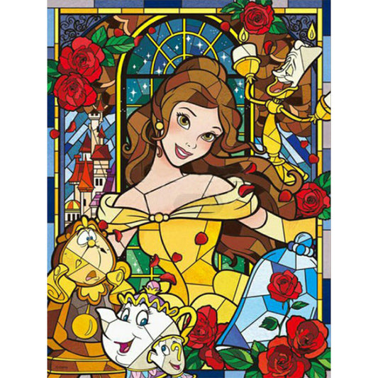 Disney Belle Princess Glass Painting - Full Round Drill Diamond Painting 40*50CM