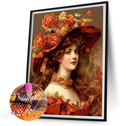 Oil Painting Girl - Full Round Drill Diamond Painting 50*60CM