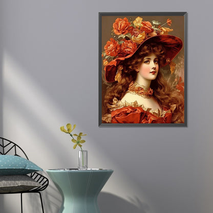 Oil Painting Girl - Full Round Drill Diamond Painting 50*60CM