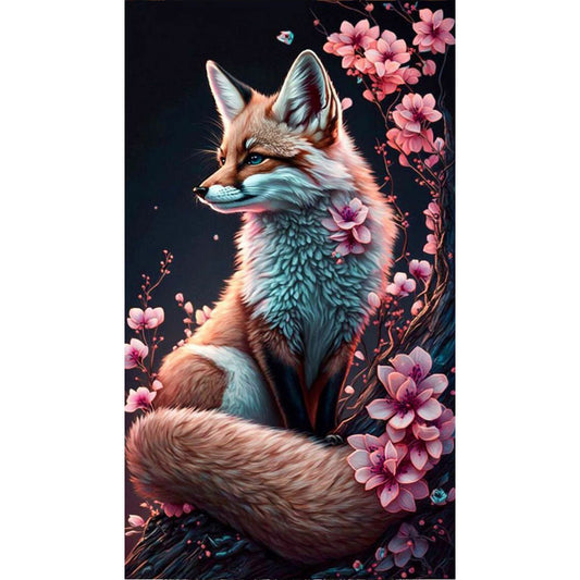 Peach Blossom Fox - Full Round Drill Diamond Painting 40*70CM