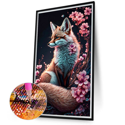 Peach Blossom Fox - Full Round Drill Diamond Painting 40*70CM