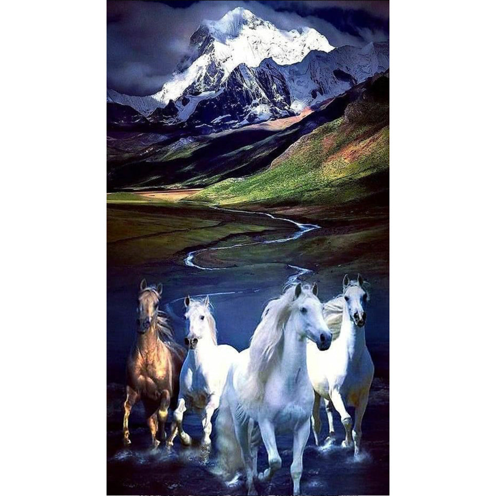 Galloping Horses - Full Round Drill Diamond Painting 40*70CM