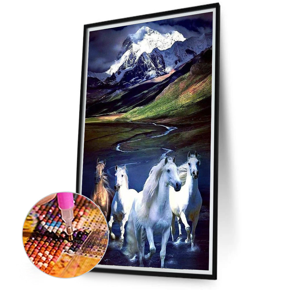 Galloping Horses - Full Round Drill Diamond Painting 40*70CM