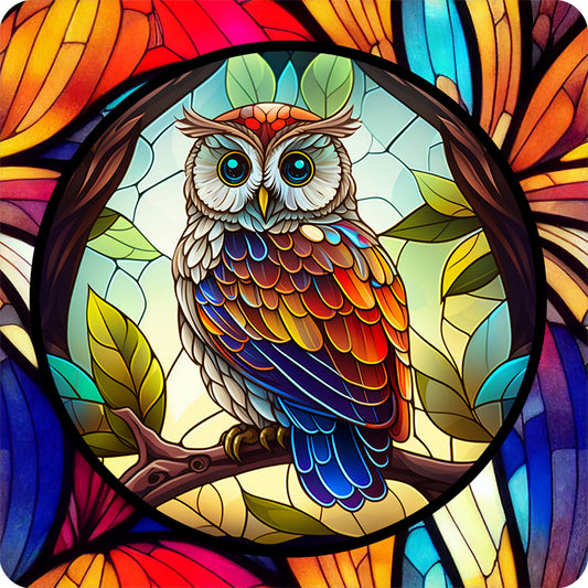 Owl Glass Painting - Full Round Drill Diamond Painting 30*30CM