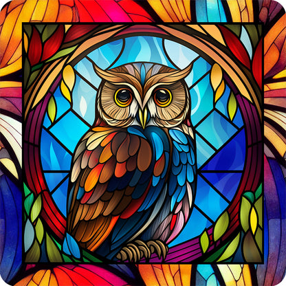 Owl Glass Painting - Full Round Drill Diamond Painting 30*30CM