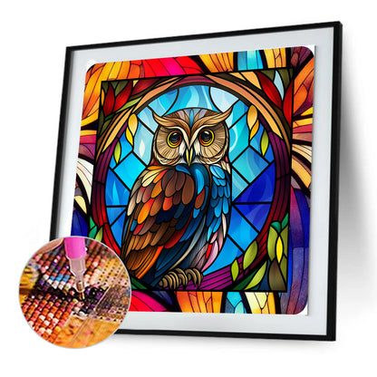 Owl Glass Painting - Full Round Drill Diamond Painting 30*30CM