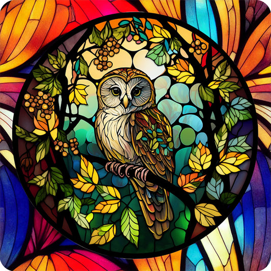 Owl Glass Painting - Full Round Drill Diamond Painting 30*30CM