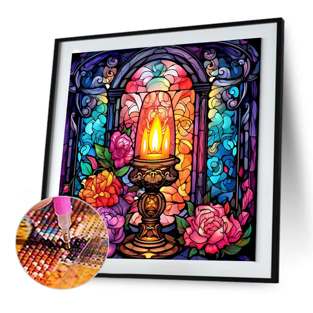 Flower Candle - Full Round Drill Diamond Painting 30*30CM