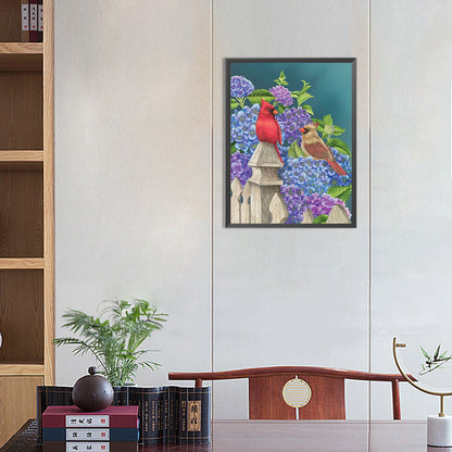 Bird Among Flowers - Full Round Drill Diamond Painting 30*40CM