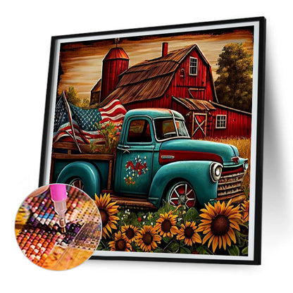 Flowers And Trucks - Full Round Drill Diamond Painting 30*30CM