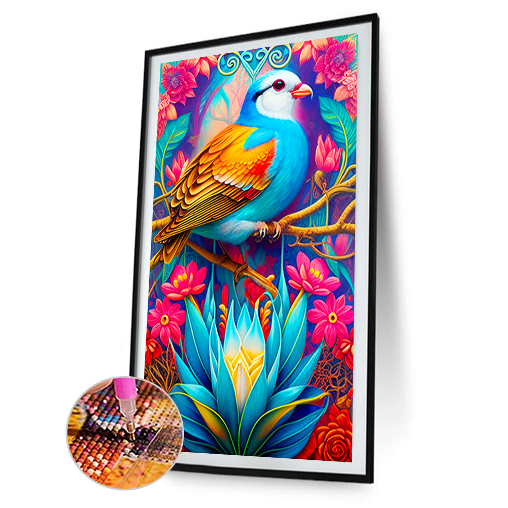 Bird On Flower - Full Round Drill Diamond Painting 60*100CM