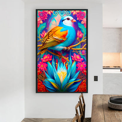 Bird On Flower - Full Round Drill Diamond Painting 60*100CM