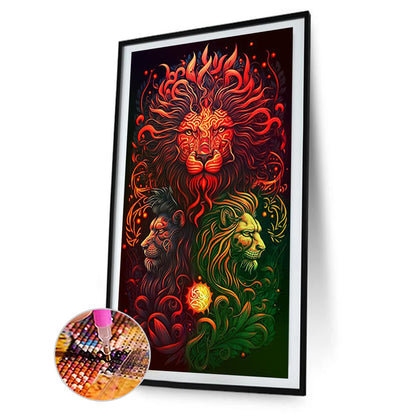 Domineering Lion - Full Round Drill Diamond Painting 60*100CM