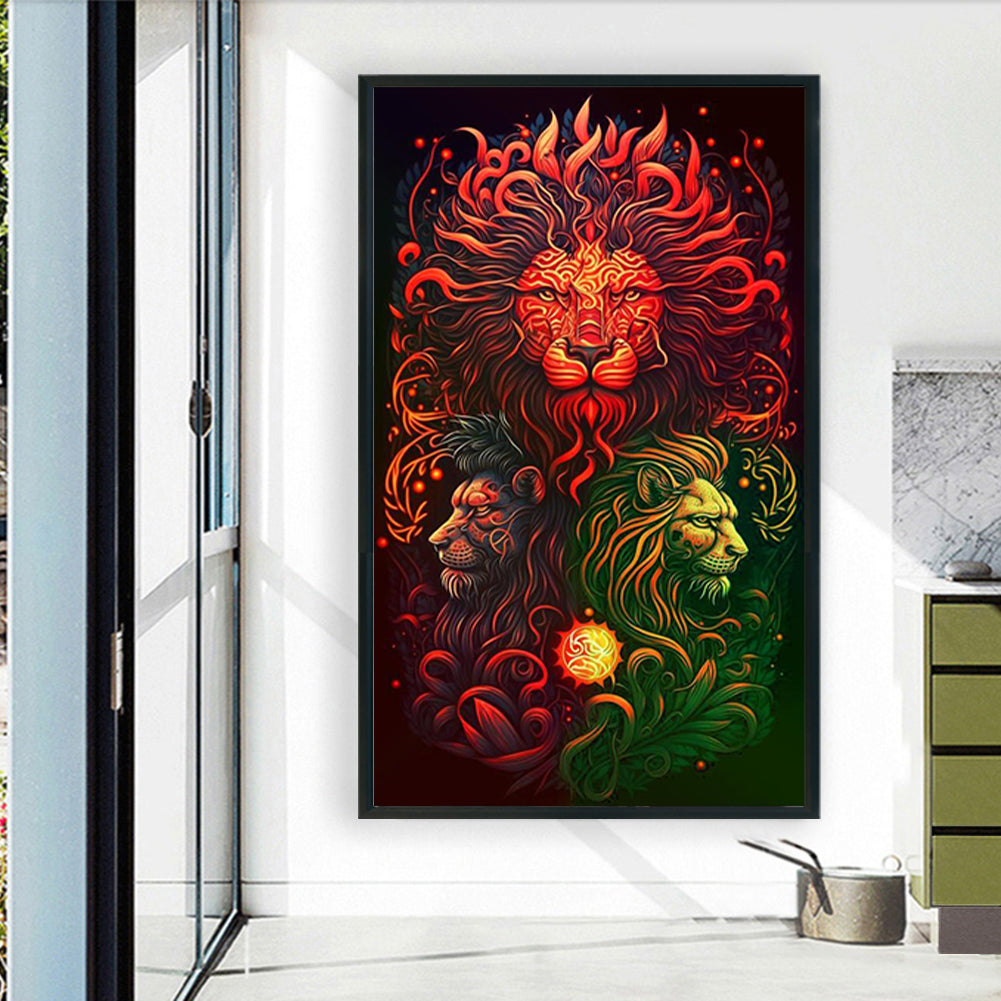 Domineering Lion - Full Round Drill Diamond Painting 60*100CM