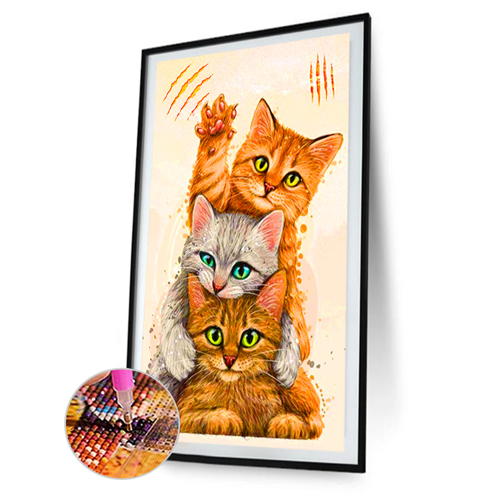 Three Cats - Full Round Drill Diamond Painting 60*100CM