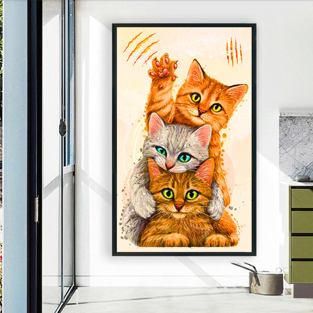 Three Cats - Full Round Drill Diamond Painting 60*100CM