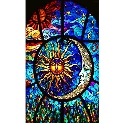 Glass Painting Moon And Sun - Full Round Drill Diamond Painting 60*100CM