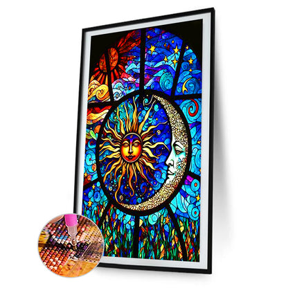 Glass Painting Moon And Sun - Full Round Drill Diamond Painting 60*100CM