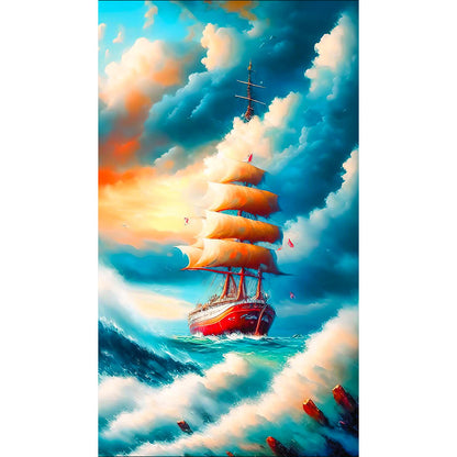 Sailing Boat - Full Round Drill Diamond Painting 40*70CM