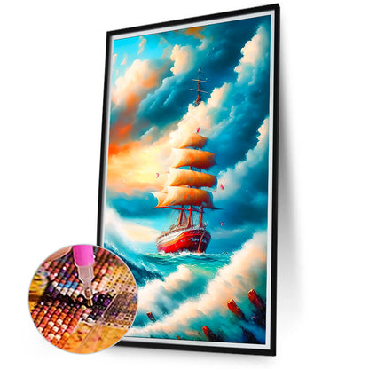 Sailing Boat - Full Round Drill Diamond Painting 40*70CM