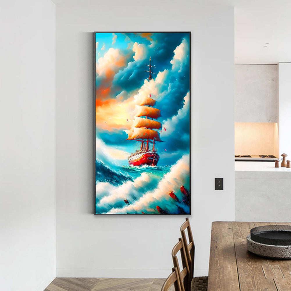 Sailing Boat - Full Round Drill Diamond Painting 40*70CM