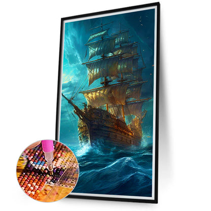 Sailing Boat - Full Round Drill Diamond Painting 40*70CM