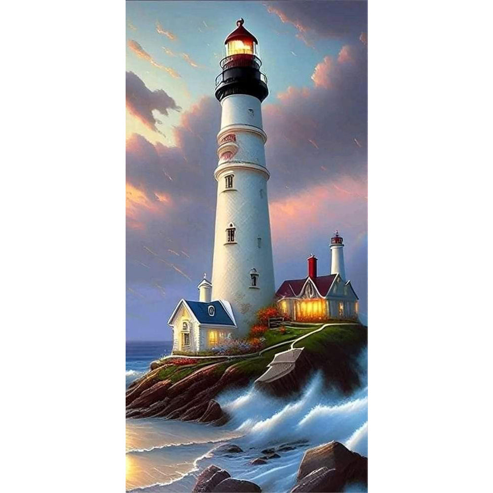 Seaside Lighthouse - Full Round Drill Diamond Painting 40*80CM