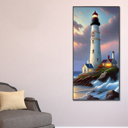 Seaside Lighthouse - Full Round Drill Diamond Painting 40*80CM