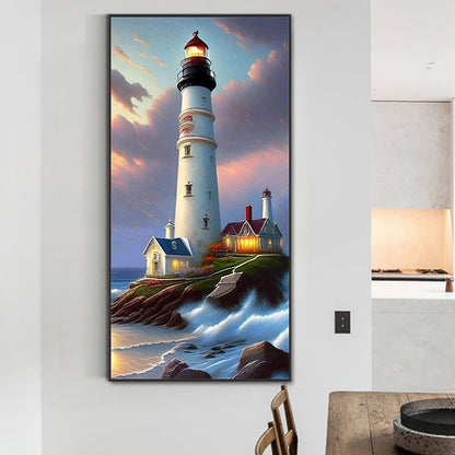 Seaside Lighthouse - Full Round Drill Diamond Painting 40*80CM