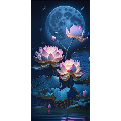 Moon Lotus - Full Round Drill Diamond Painting 40*80CM