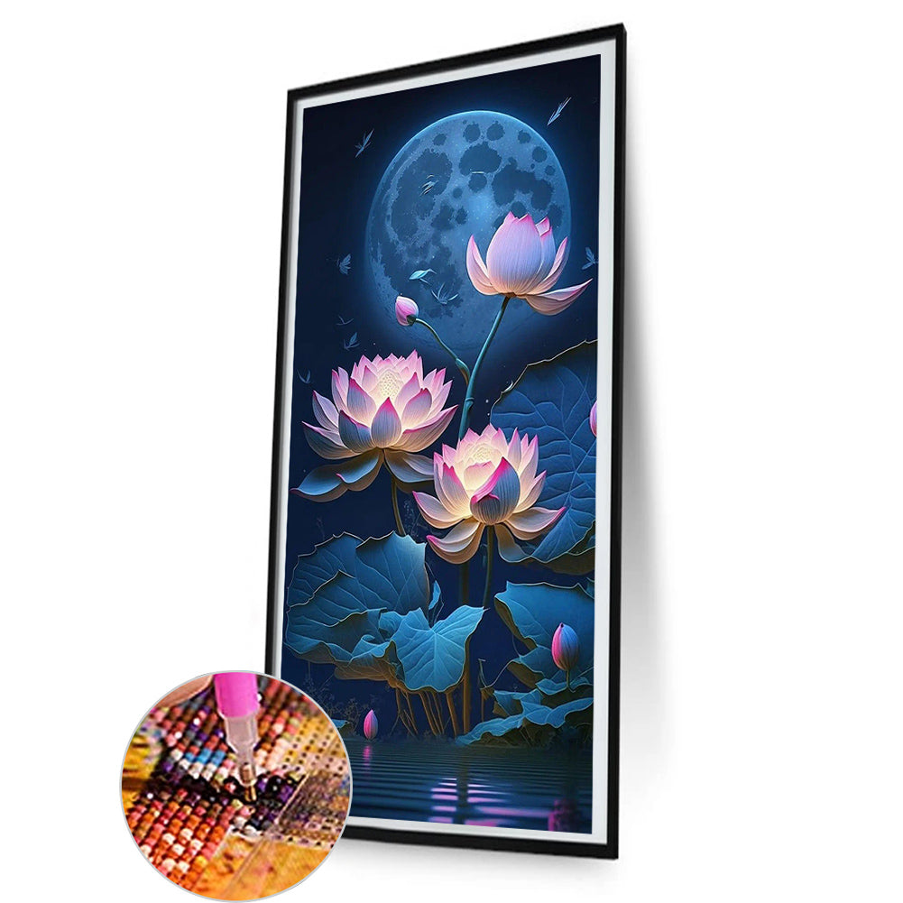 Moon Lotus - Full Round Drill Diamond Painting 40*80CM