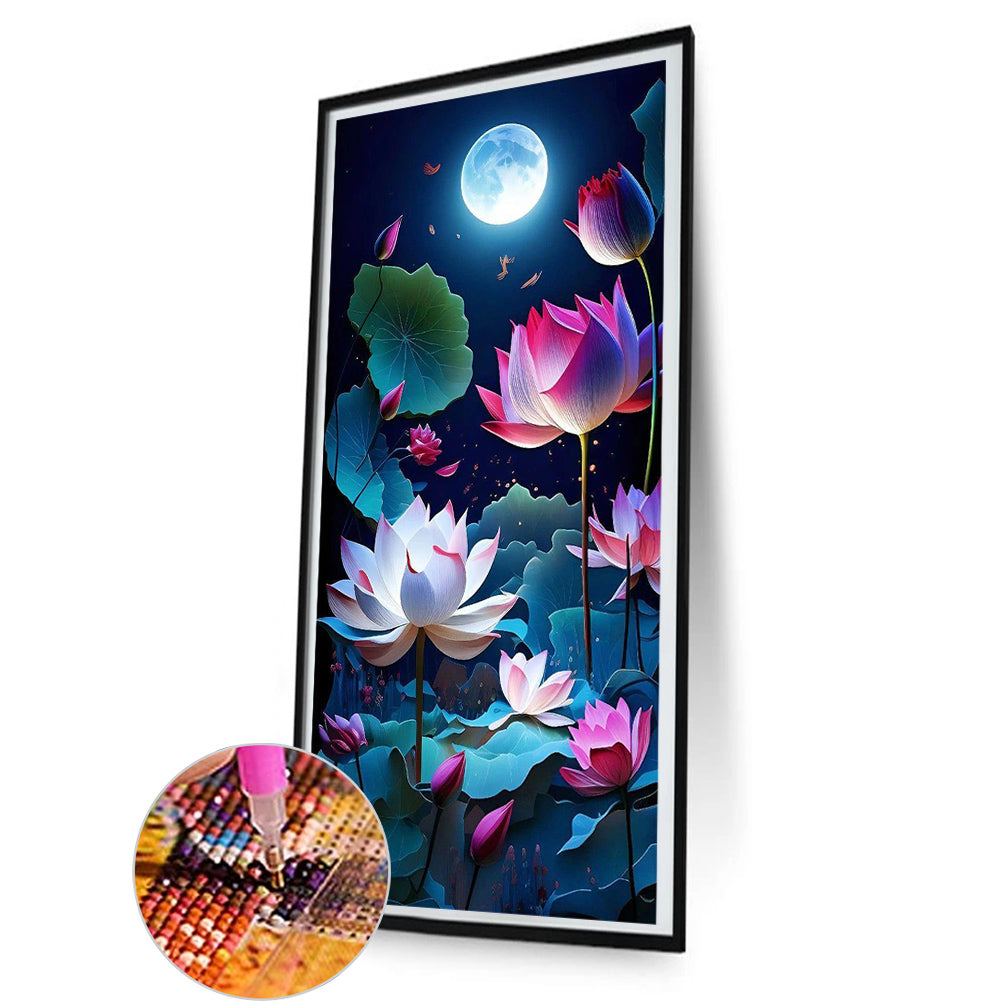 Moon Lotus - Full Round Drill Diamond Painting 40*80CM